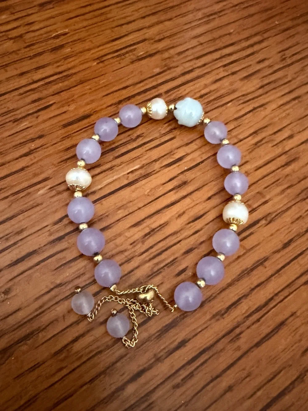 Lavender Jade and Gold Accent Bracelet